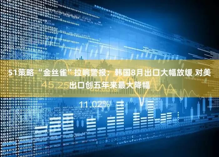 51策略 “金丝雀”拉响警报：韩国8月出口大幅放缓 对美出口创五年来最大降幅